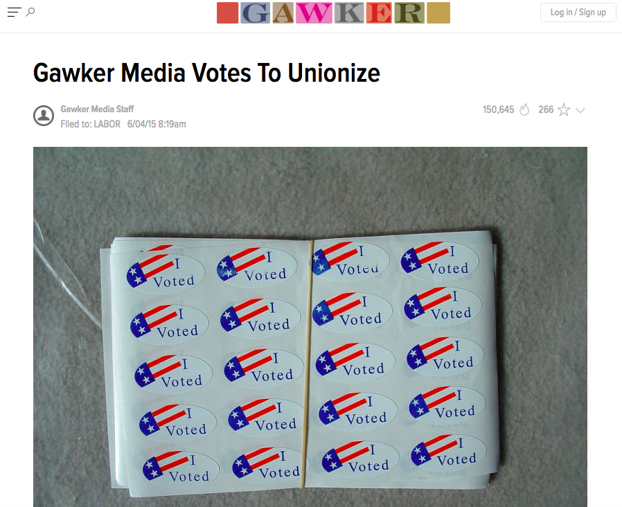 In June 2015, Gawker workers voted to unionize. Now, media workers worldwide are talking about how they can organize their own workplaces. Screenshot by J-Source. 