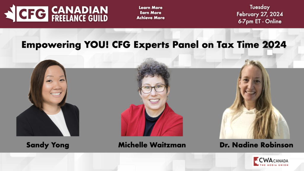 Image to advertise an upcoming webinar called Empowering You! CFG Experts Panel on Tax Time 2024